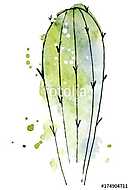 Watercolor cactus Abstract hand drawn cacti vászonkép, poszter vagy falikép