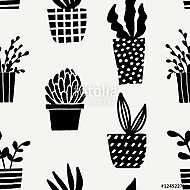 Succulent Plant Pots Seamless Pattern vászonkép, poszter vagy falikép