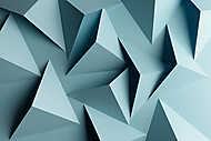 Composition abstract with geometric blue shapes of paper vászonkép, poszter vagy falikép