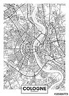 Detailed vector poster city map Cologne vászonkép, poszter vagy falikép