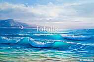 Oil painting of the sea on canvas. vászonkép, poszter vagy falikép