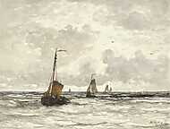 Halászhajók a hullámtörésben (c.1880) vászonkép, poszter vagy falikép