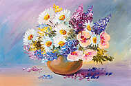 Nyári virágok csokorban (olajfestmény reprodukció) vászonkép, poszter vagy falikép