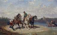 Vontató lovak a Dunánál vászonkép, poszter vagy falikép