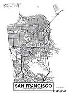 Vector poster map city San Francisco vászonkép, poszter vagy falikép