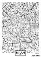 Részletes vektor poszter várostérkép Milánó vászonkép, poszter vagy falikép