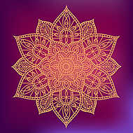 Flower hand drawn mandala graphic element on dark colorful backg vászonkép, poszter vagy falikép