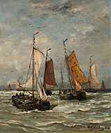 Halászbárkák a tengeren, Scheveningen (1896) vászonkép, poszter vagy falikép
