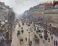 A Montmartre sugárút reggel, ködös időben vászonkép, poszter vagy falikép