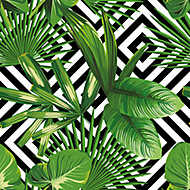 Zöld levelek geometrikus háttéren 1. vászonkép, poszter vagy falikép