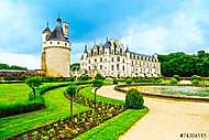 Chateau de Chenonceau Unesco középkori francia vár és medence ga vászonkép, poszter vagy falikép