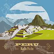 Peru látványosságai. Retro stílusú kép. vászonkép, poszter vagy falikép