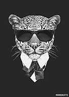 Portrait of Leopard in suit. Vector isolated elements. vászonkép, poszter vagy falikép