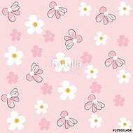 Tavaszi virágok rózsaszín háttérrel tapétaminta vászonkép, poszter vagy falikép