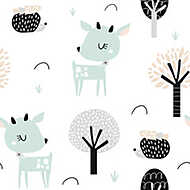 Kedves erdei állatok tapétaminta vászonkép, poszter vagy falikép