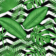 Zöld levelek geometrikus háttéren 3. vászonkép, poszter vagy falikép