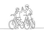 Bringázás, megcsináltuk, 2 alak kerékpárral (vonalrajz, line art) vászonkép, poszter vagy falikép