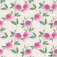 Floral seamless pattern 32. Watercolor background with pink flow vászonkép, poszter vagy falikép