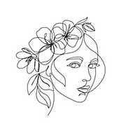 Női fej koszrúval (vonalrajz, line art) vászonkép, poszter vagy falikép