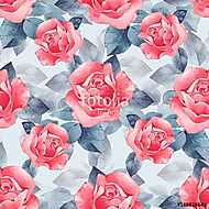 Floral seamless pattern. Watercolor background with beautiful re vászonkép, poszter vagy falikép