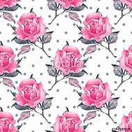 Floral seamless pattern 4. Watercolor background with roses vászonkép, poszter vagy falikép
