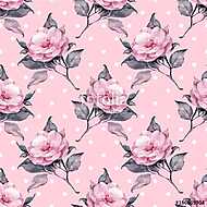 Pink floral seamless pattern with roses 14 vászonkép, poszter vagy falikép