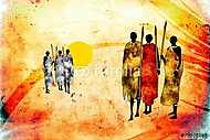 afro motívum etnikai retro vintage vászonkép, poszter vagy falikép