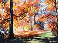 Őszi fák a parkban (olajfestmény reprodukció) vászonkép, poszter vagy falikép