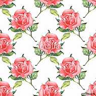 Floral seamless pattern 3. Watercolor background with red roses vászonkép, poszter vagy falikép