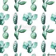 Watercolor seamless pattern with cactus. vászonkép, poszter vagy falikép