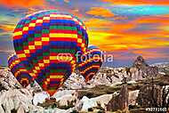 Cappadocia kockás hőlégballonok vászonkép, poszter vagy falikép