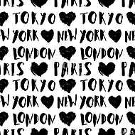 City Names Seamless Pattern vászonkép, poszter vagy falikép