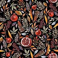 Seamless pattern with wonderful autumn berries, branches, leaves vászonkép, poszter vagy falikép