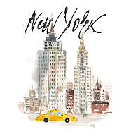 Isolated hand drawing illustration New York. Watercolor concept. vászonkép, poszter vagy falikép