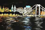 Budapest éjjel festmény vászonkép, poszter vagy falikép