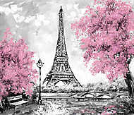 Eiffel torony fákkal (olajfestmény reprodukció) vászonkép, poszter vagy falikép