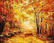 Sűrű őszi erdő (olajfestmény reprodukció) vászonkép, poszter vagy falikép