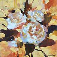 Fehér rózsák, kézzel készített festészet vászonkép, poszter vagy falikép
