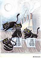 Fekete cicák találkozója vászonkép, poszter vagy falikép