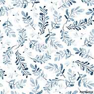 Watercolor seamless pattern of blue branches isolated on white b vászonkép, poszter vagy falikép