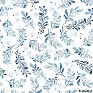 Watercolor seamless pattern of blue branches isolated on white b vászonkép, poszter vagy falikép