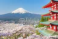 A piros pagoda a Mt. Fuji a háttérben vászonkép, poszter vagy falikép