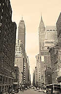 New York-i Manhattan utcai kilátás fekete-fehérben vászonkép, poszter vagy falikép