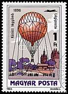 Magyar Posta bélyege hélium ballonnal 1896 vászonkép, poszter vagy falikép