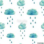 Watercolor rain clouds pattern vászonkép, poszter vagy falikép