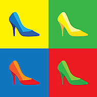 Pop art, magas sarkú női cipők - illusztráció. vászonkép, poszter vagy falikép