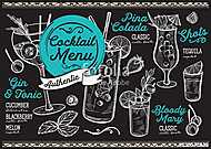 Cocktail bar menu. Vector drinks flyer for restaurant and cafe. vászonkép, poszter vagy falikép