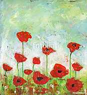 Poppies Field - Acrylic painting of an abstract poppies field. vászonkép, poszter vagy falikép