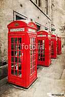 London vörös telefonos fülkék antik textúrával vászonkép, poszter vagy falikép