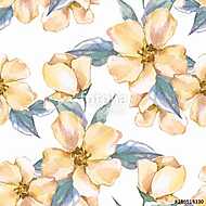 Floral seamless pattern. Watercolor background with yellow flowe vászonkép, poszter vagy falikép